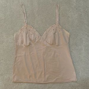 Vintage Kayser Light Pale Pink Lingerie Cami Tank Top with Embroidery